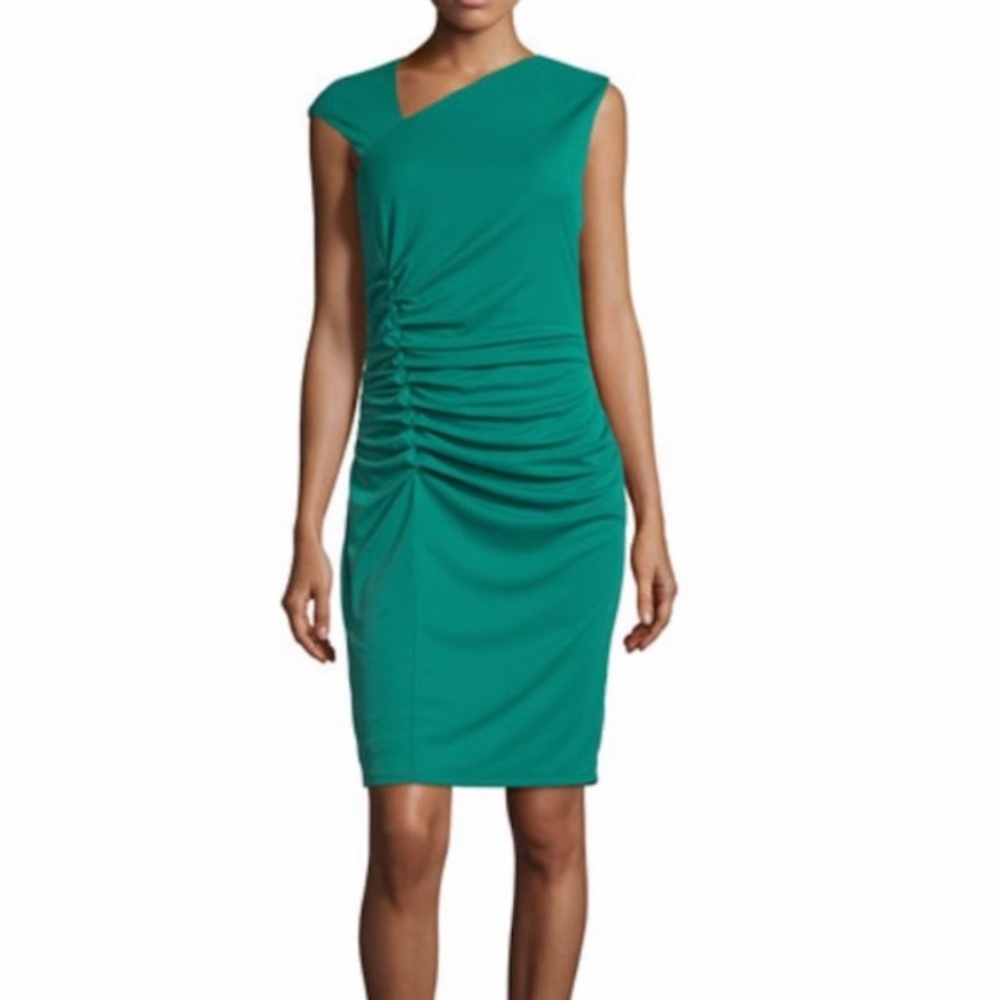 halston heritage green dress | Dresses | Halston Heritage Ruched Side Dresssize Medium green woman dress